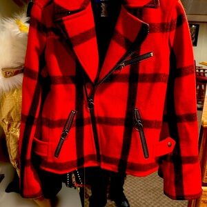 Ralph Lauren Red and Black Plaid Women's Blazer Like new!